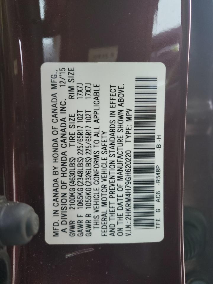 2HKRM4H79GH620220 HONDA CRV 2016
