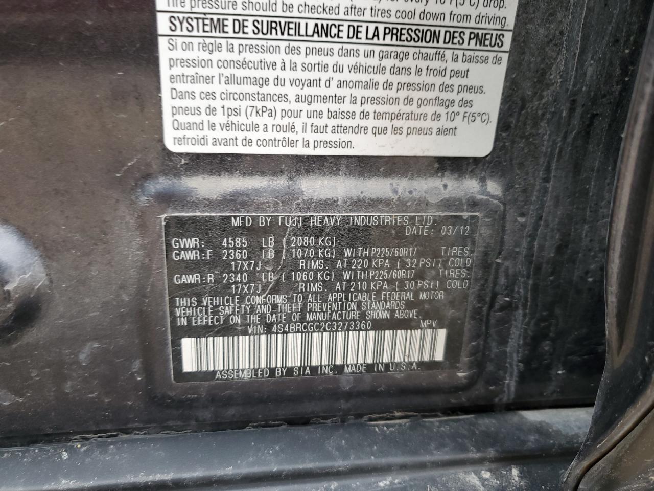 2012 Subaru Outback - Image 15