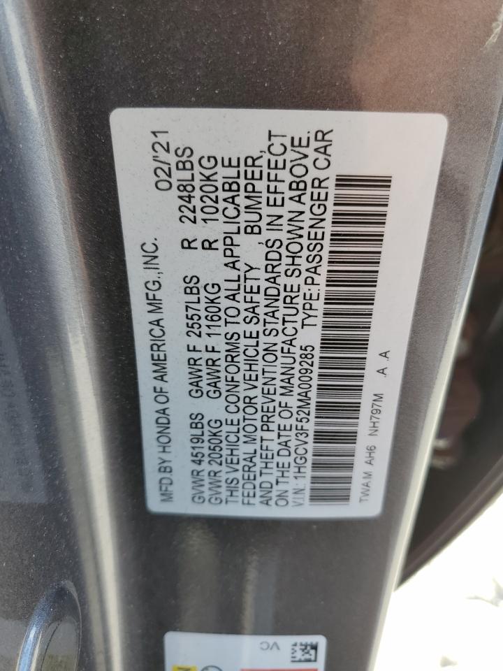 1HGCV3F52MA009285 HONDA ACCORD 2021