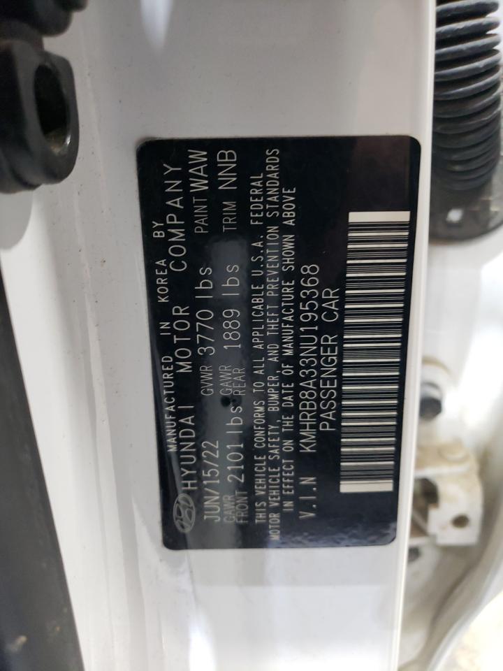 2022 Hyundai Venue Se VIN: KMHRB8A33NU195368 Lot: 45476625