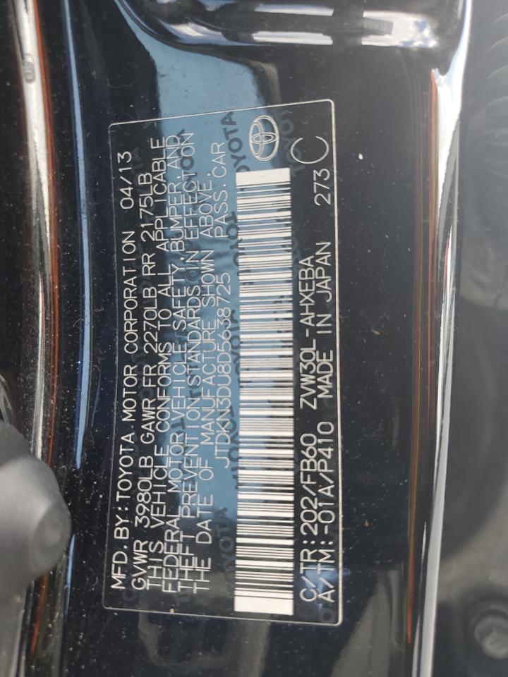 2013 Toyota Prius VIN: JTDKN3DU8D5638725 Lot: 89126605