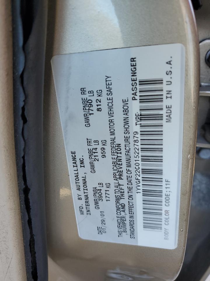 2001 Mazda 626 Es VIN: 1YVGF22C015227879 Lot: 44963845