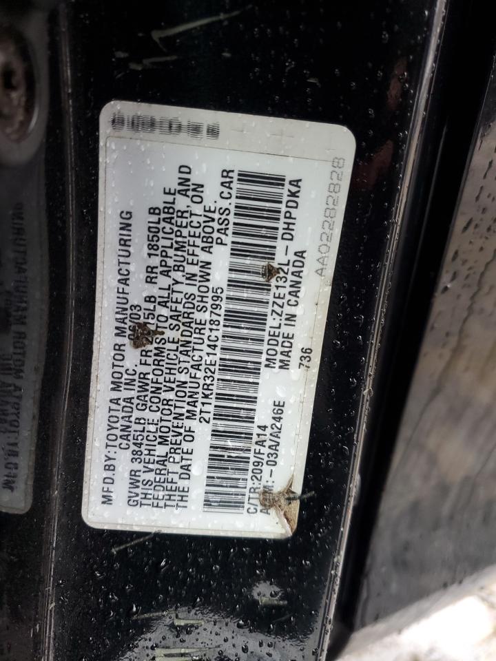 2004 Toyota Corolla Matrix Xr VIN: 2T1KR32E14C187995 Lot: 57209025