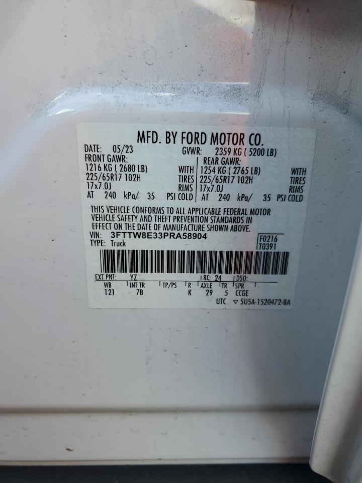 2023 Ford Maverick Xl VIN: 3FTTW8E33PRA58904 Lot: 45103625