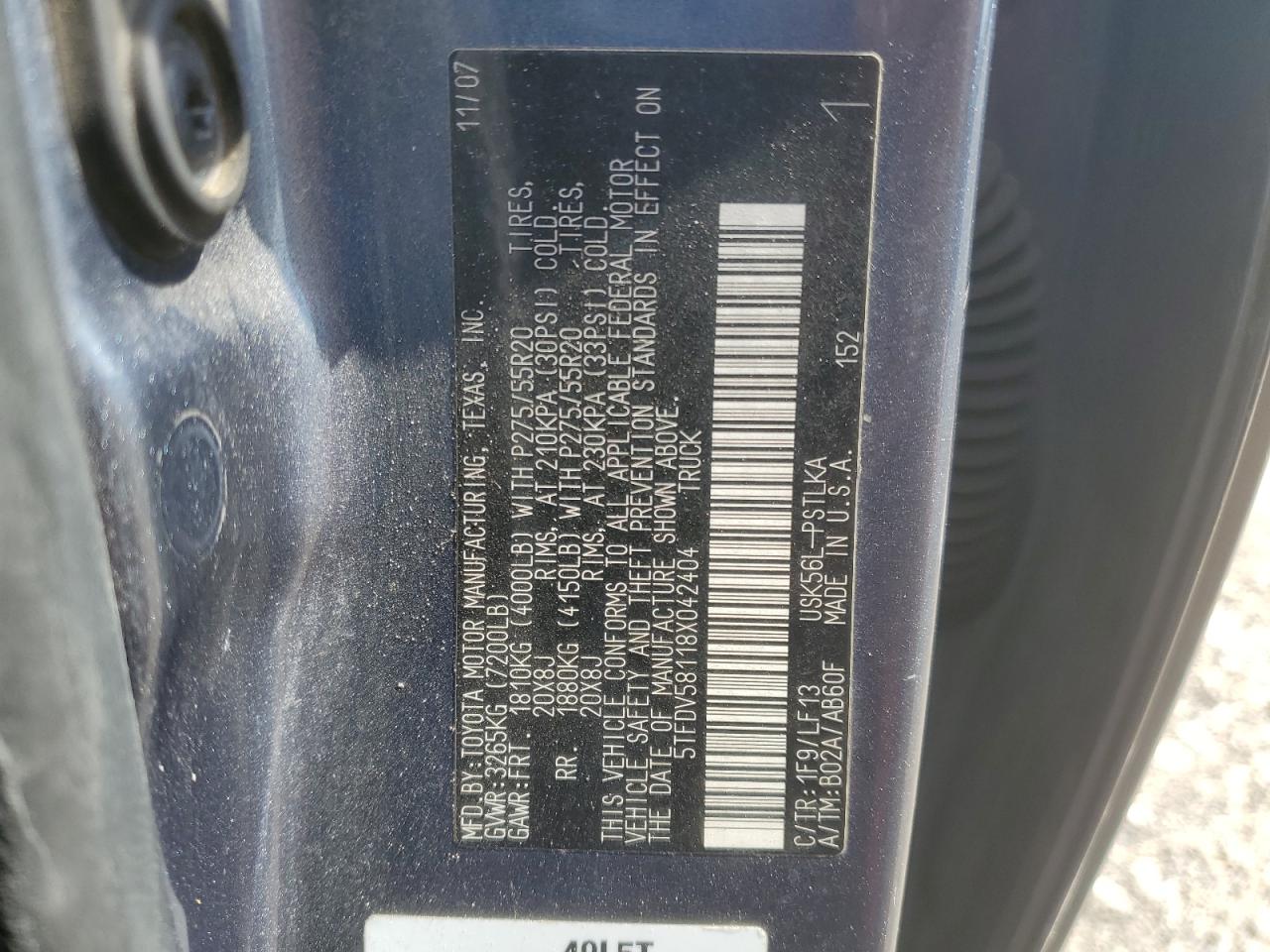 2008 Toyota Tundra Crewmax Limited VIN: 5TFDV58118X042404 Lot: 45490655