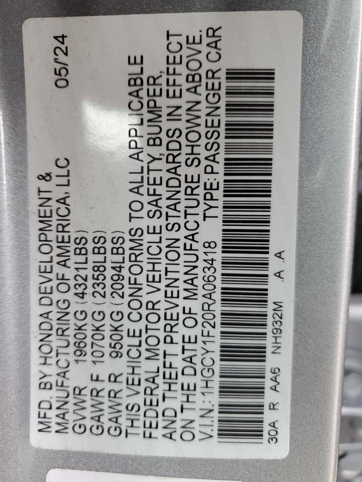 1HGCY1F20RA063418 HONDA ACCORD 2024