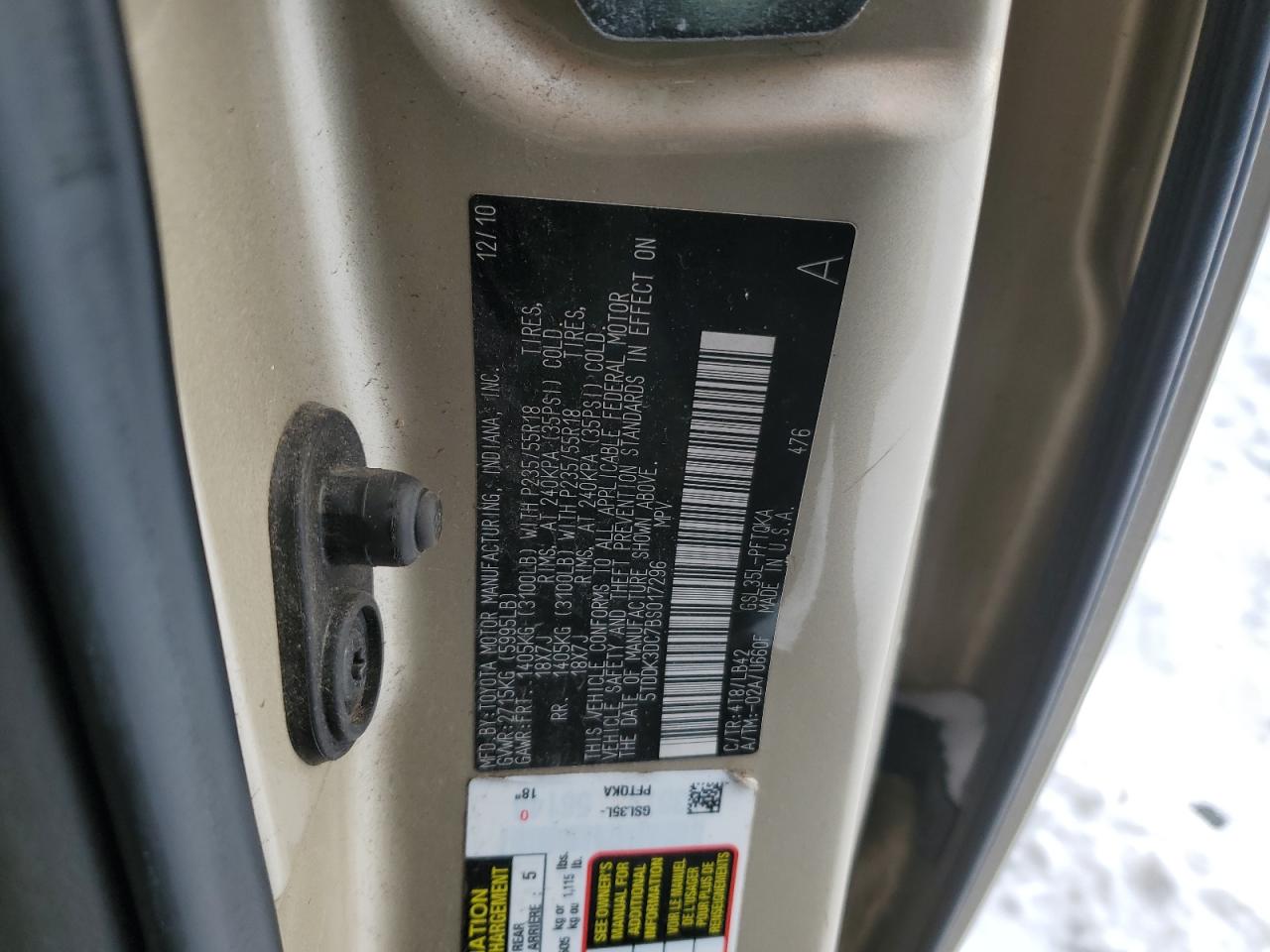 2011 Toyota Sienna Xle VIN: 5TDDK3DC7BS017296 Lot: 45395135