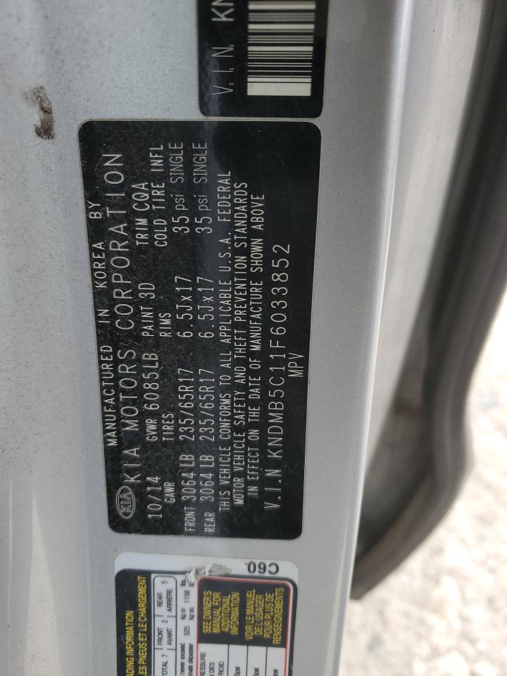 2015 Kia Sedona Lx VIN: KNDMB5C11F6033852 Lot: 45243855