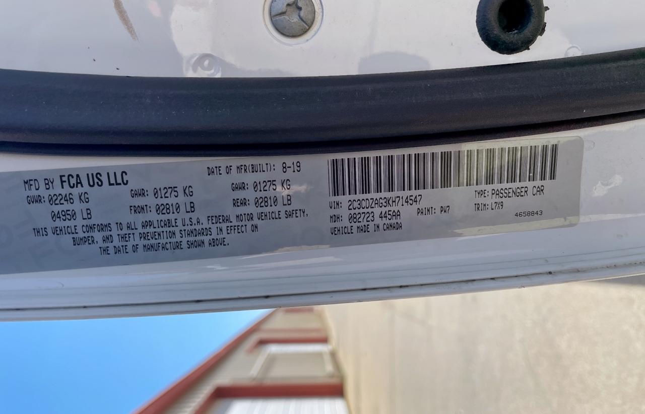 2019 Dodge Challenger Sxt VIN: 2C3CDZAG3KH714547 Lot: 45947045