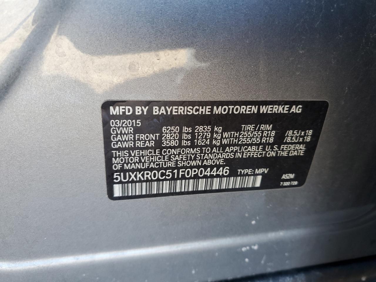 5UXKR0C51F0P04446 BMW X5 2015. Фото: 12