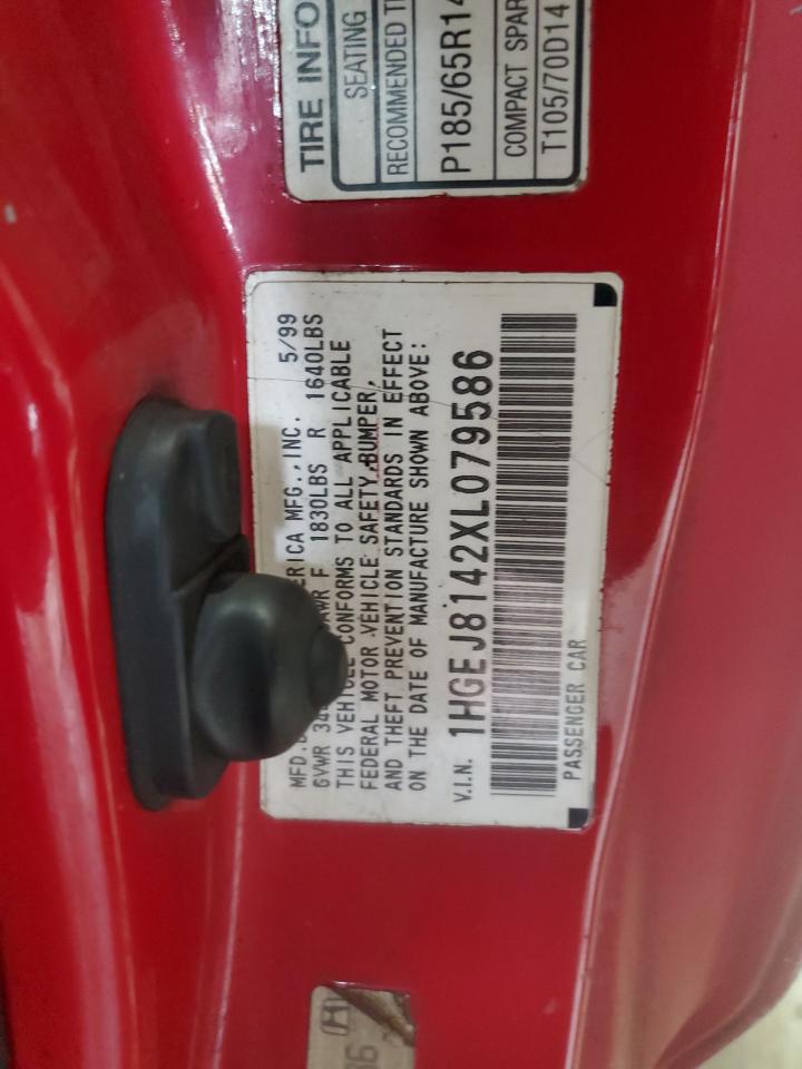1999 Honda Civic Ex VIN: 1HGEJ8142XL079586 Lot: 45563735