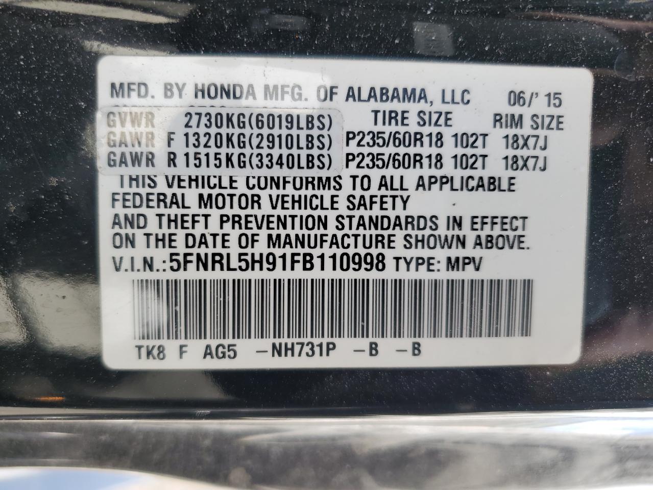 2015 Honda Odyssey - Image 15