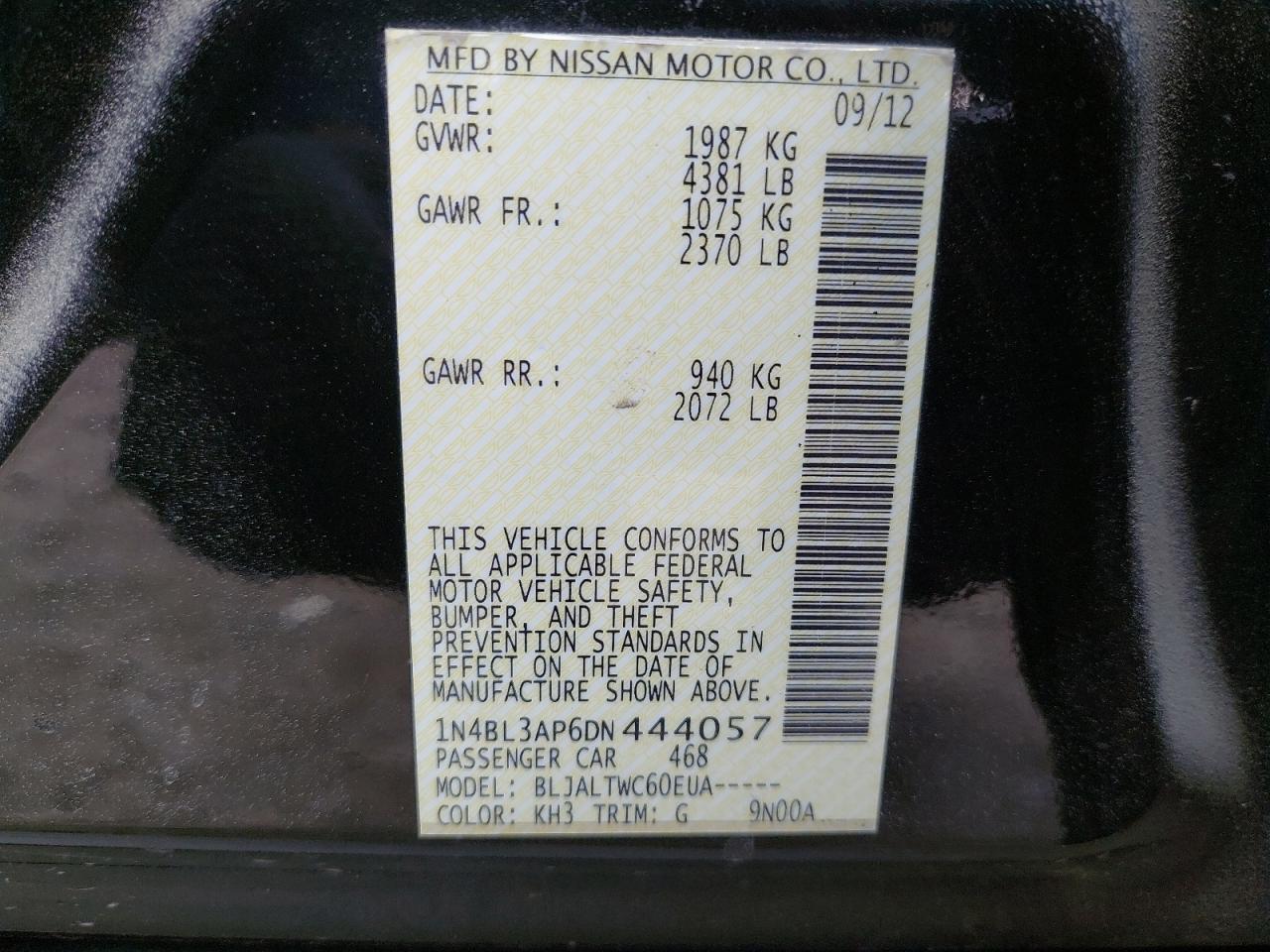 1N4BL3AP6DN444057 - 2013 Nissan Altima 2.5 - #45076215