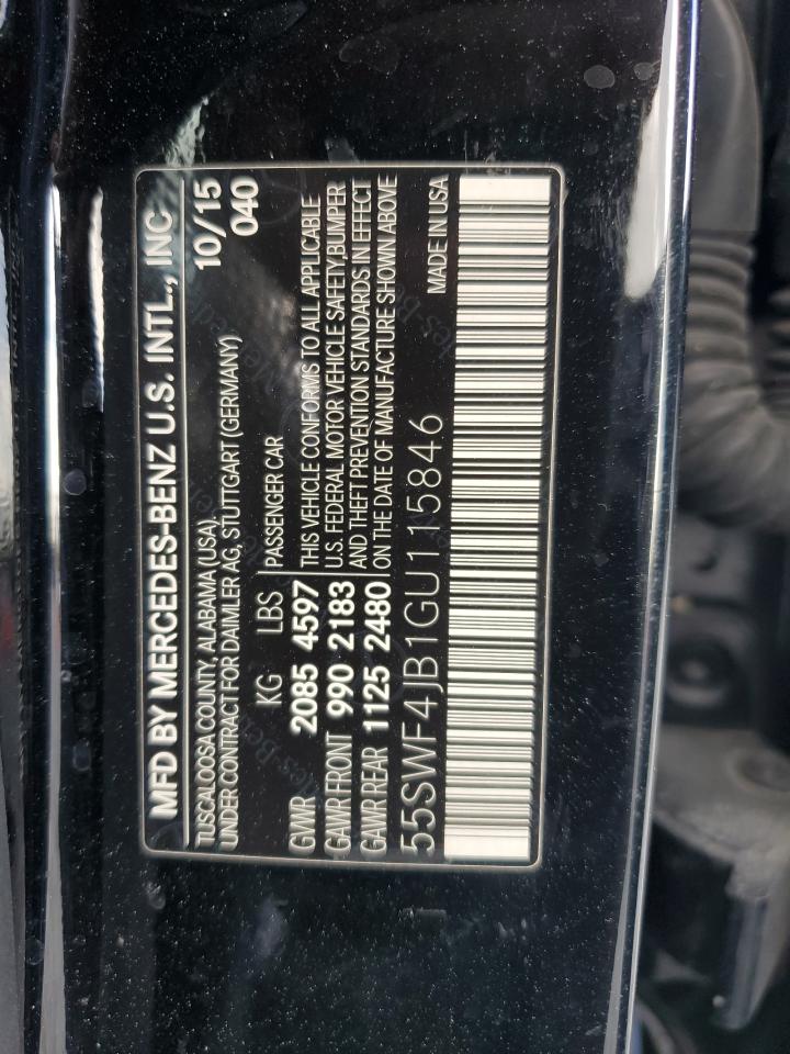 2016 Mercedes-Benz C 300 VIN: 55SWF4JB1GU115846 Lot: 45720255