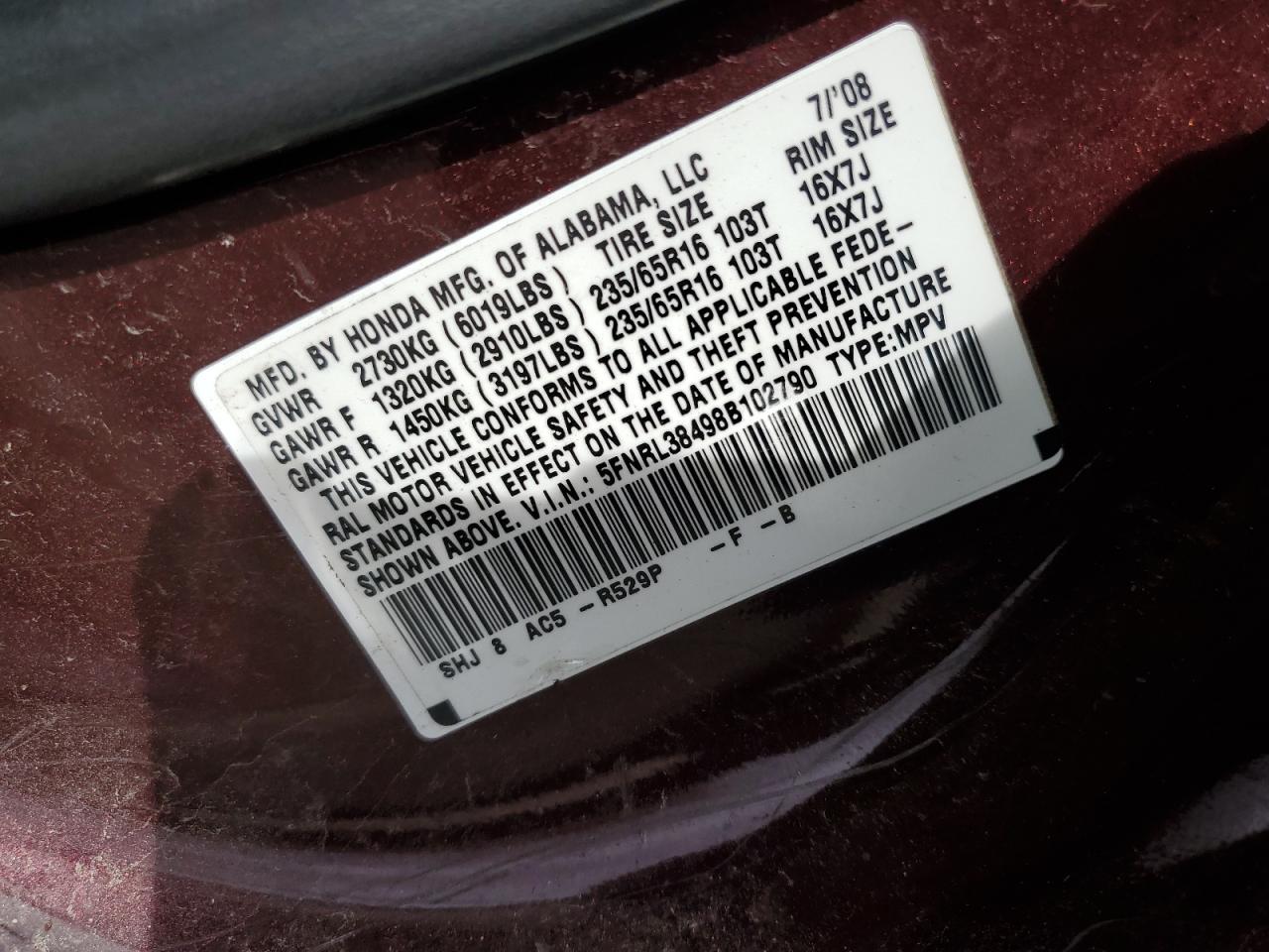2008 Honda Odyssey - Image 13
