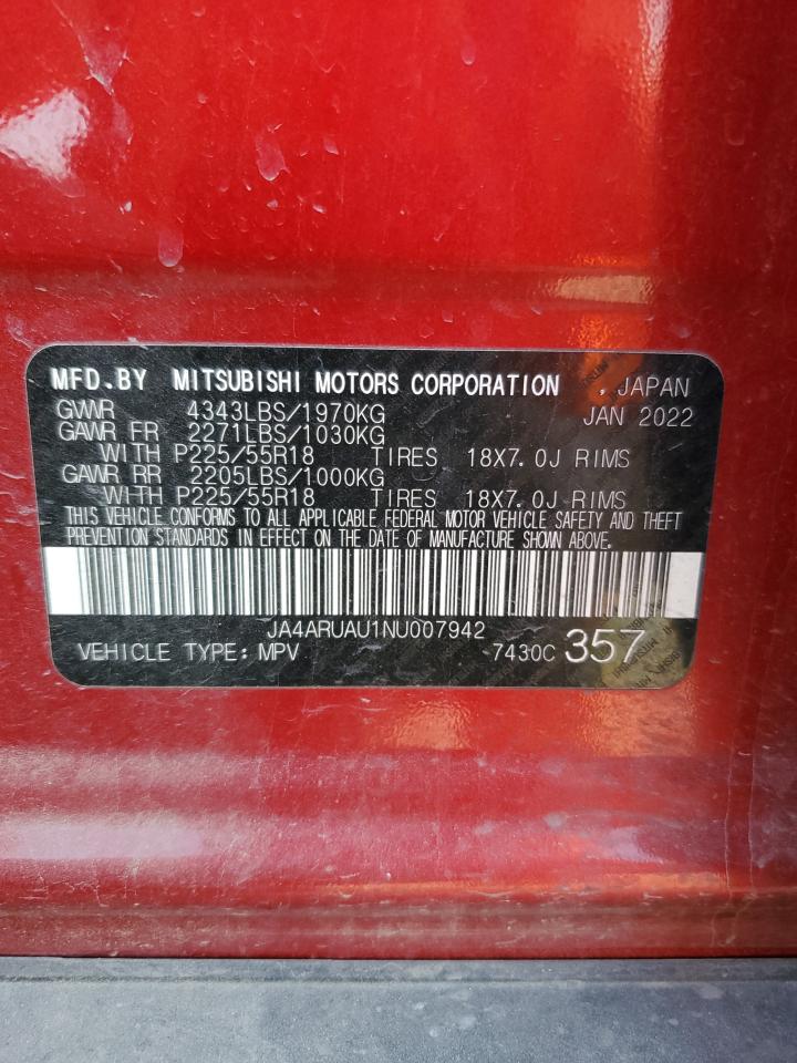 2022 Mitsubishi Outlander Sport Es VIN: JA4ARUAU1NU007942 Lot: 44213935