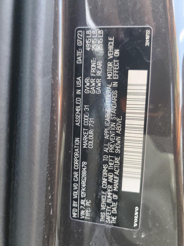 2024 Volvo S60 Core VIN: 7JRL12FK4RG288478 Lot: 46449335