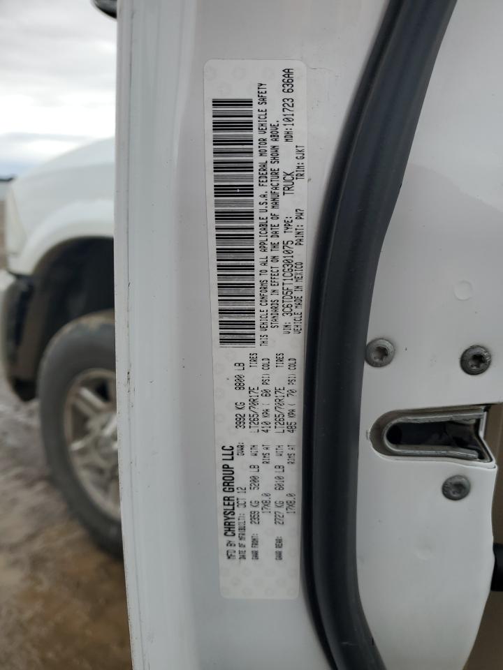 2012 Dodge Ram 2500 Laramie VIN: 3C6TD5FT1CG301075 Lot: 45631835