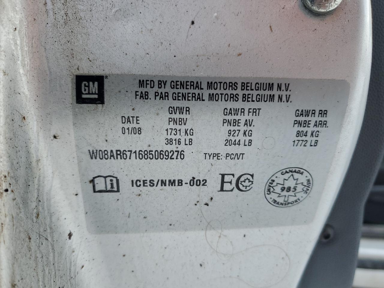 2008 Saturn Astra Xe VIN: W08AR671685069276 Lot: 44978585