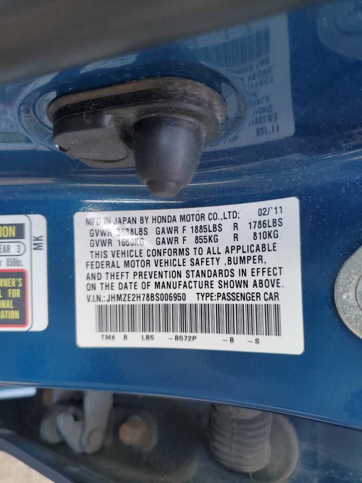 2011 Honda Insight Ex VIN: JHMZE2H78BS006950 Lot: 45938965
