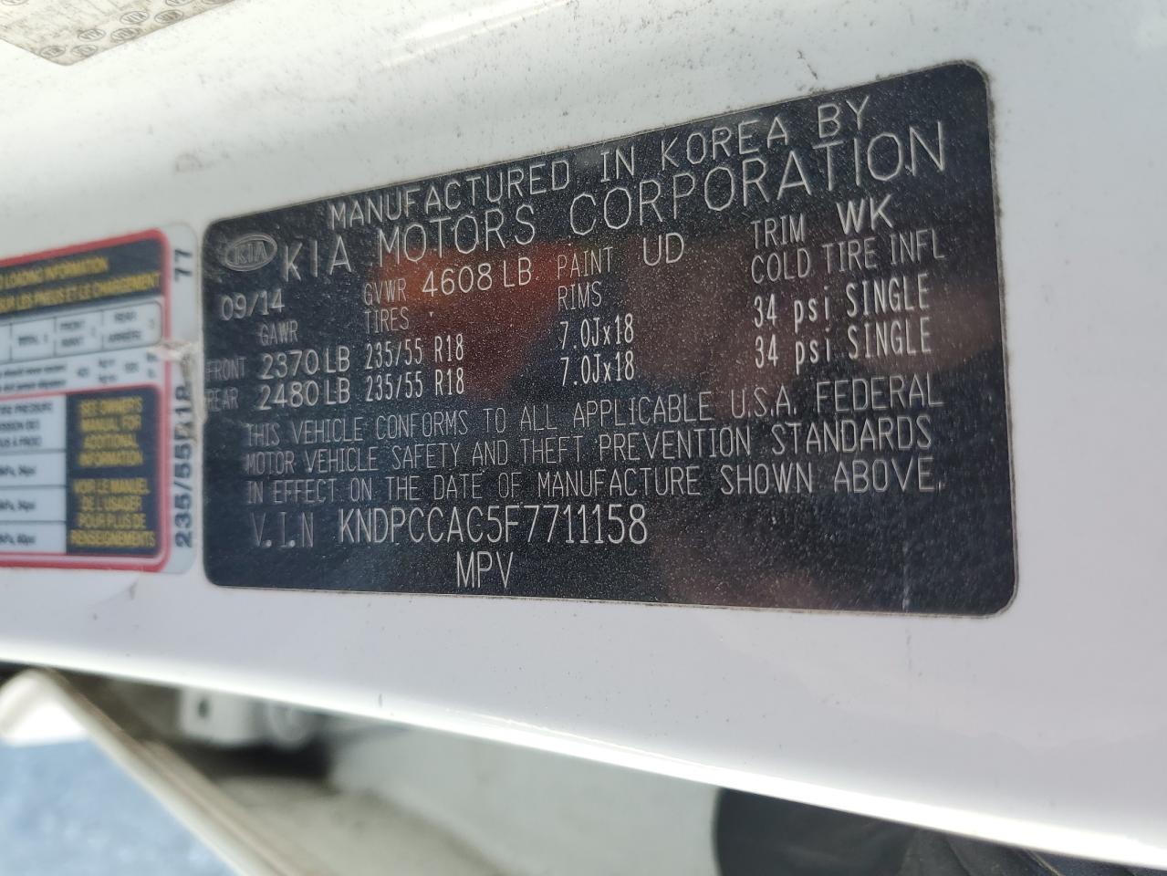 kndpccac5f7711158 KNDPCCAC5F7711158 2015 Kia Sportage Ex