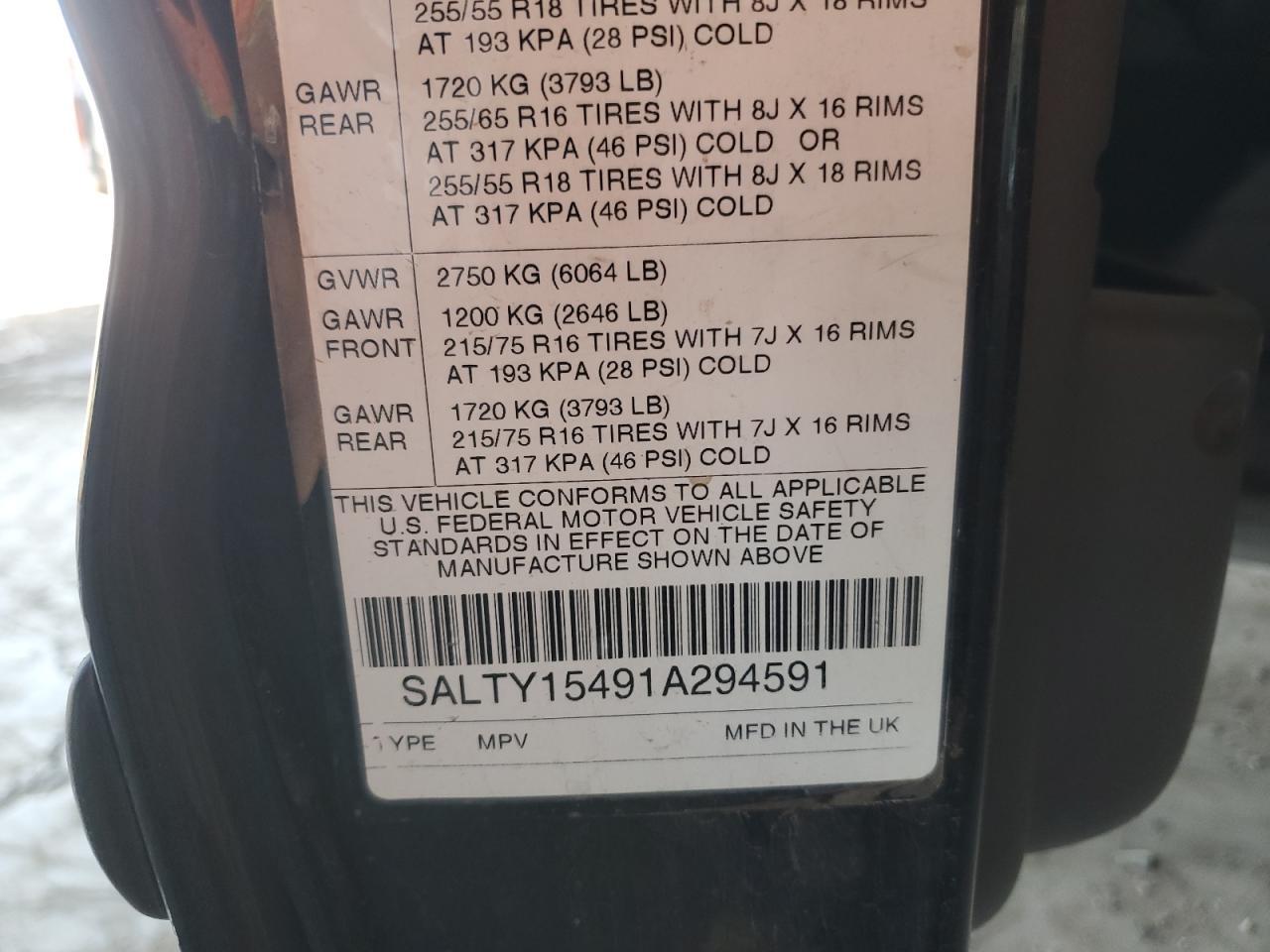 2001 Land Rover Discovery Ii Se VIN: SALTY15491A294591 Lot: 46454845