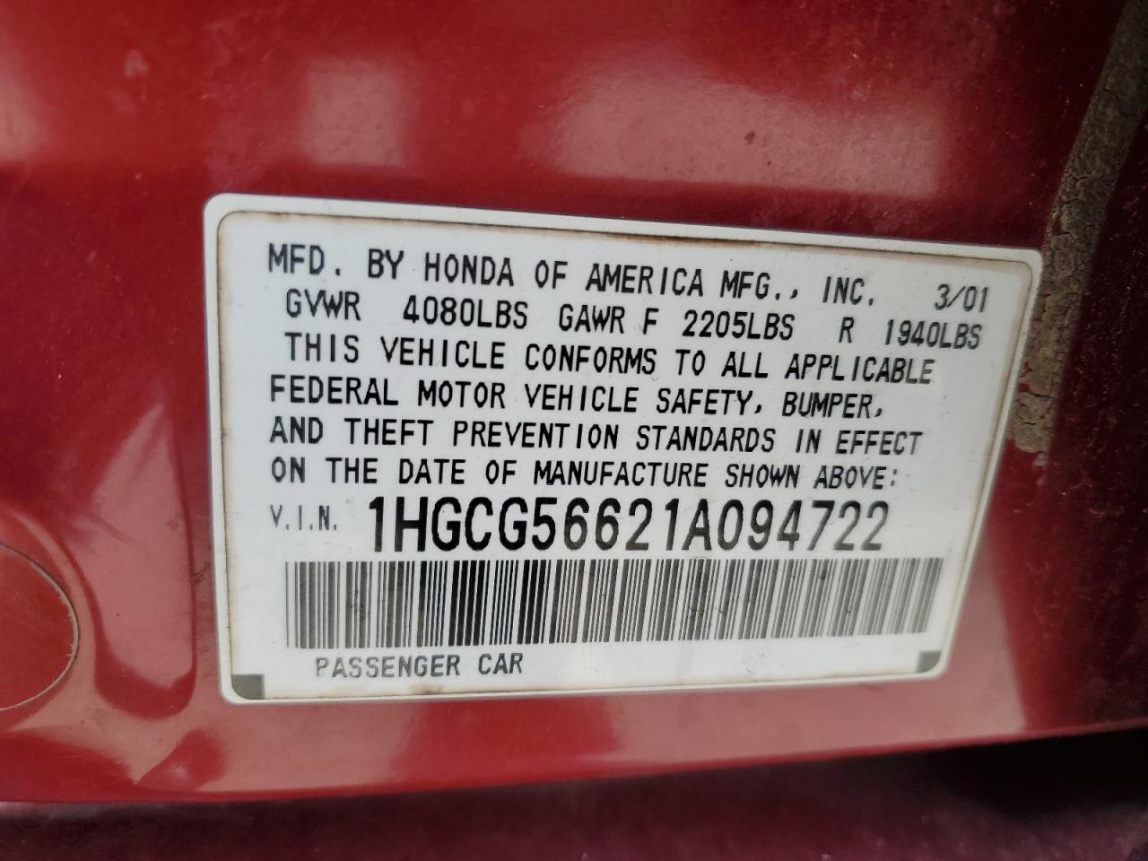 2001 Honda Accord - Image 12