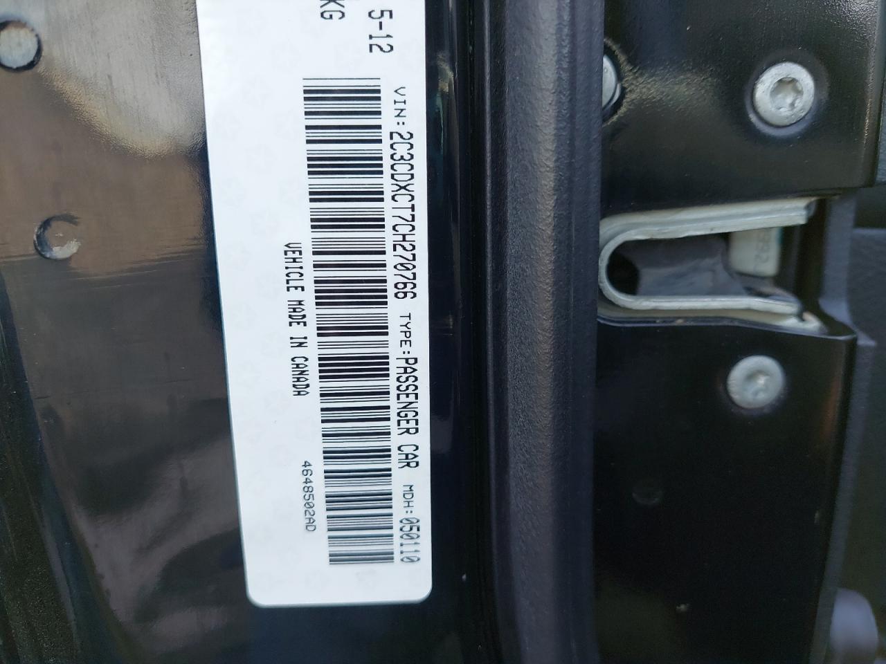 2C3CDXCT7CH270766 - 2012 Dodge Charger - #44297425