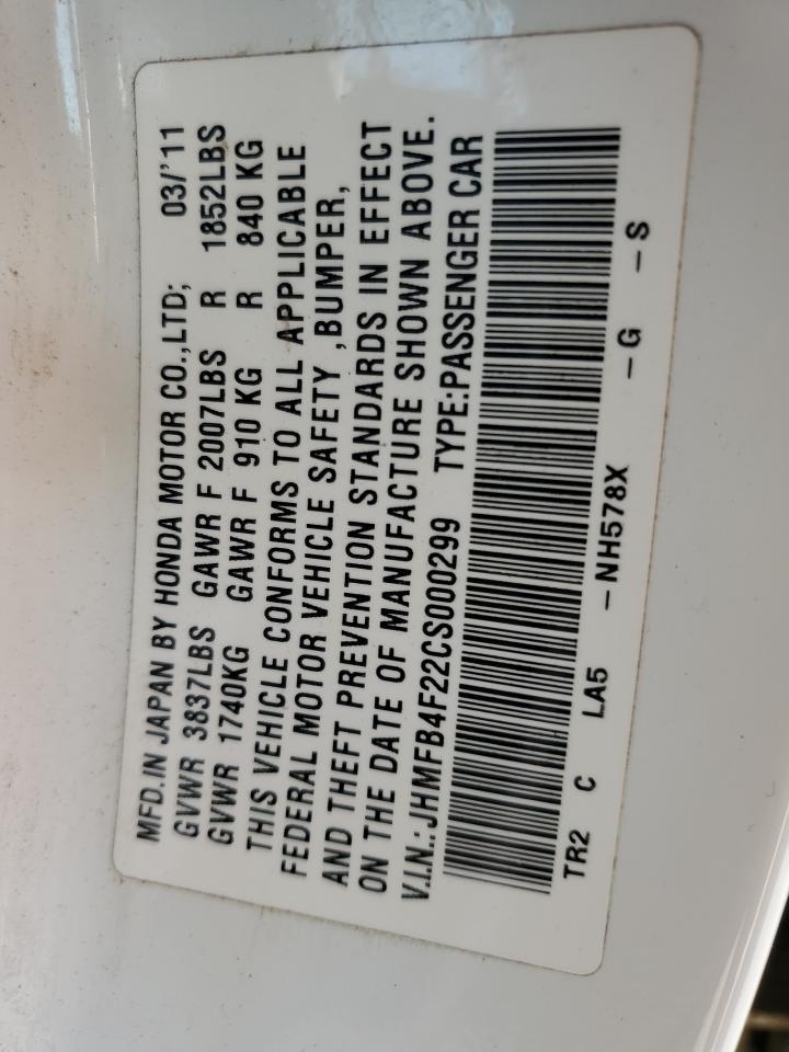 2012 Honda Civic Hybrid VIN: JHMFB4F22CS000299 Lot: 43798605