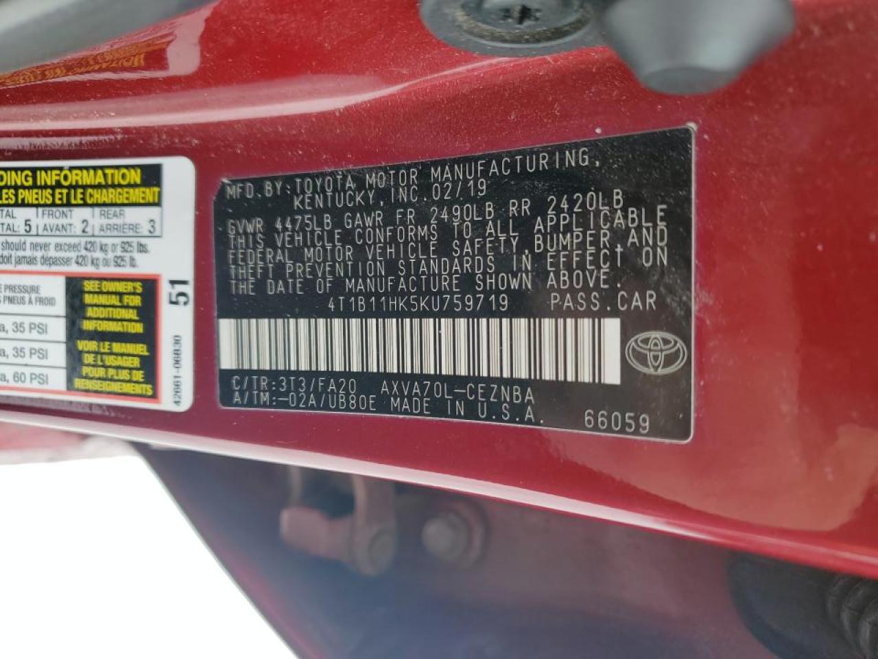 2019 Toyota Camry - Image 12