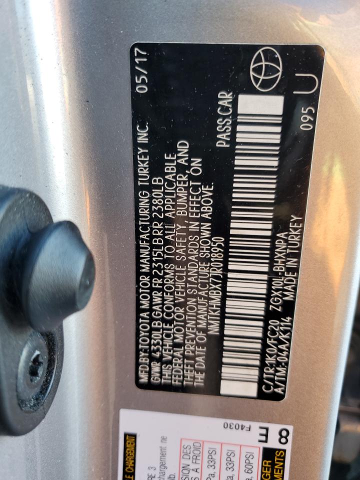 2018 Toyota C-Hr Xle VIN: NMTKHMBX7JR018950 Lot: 45058855