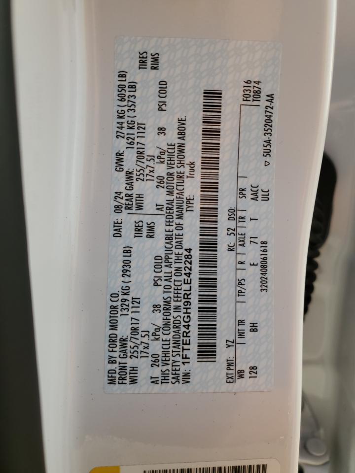 2024 Ford Ranger Xlt VIN: 1FTER4GH9RLE42284 Lot: 44417595