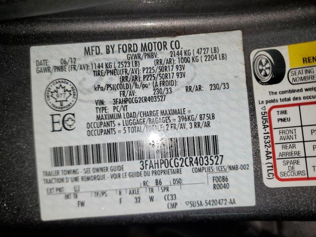 2012 FORD FUSION SEL