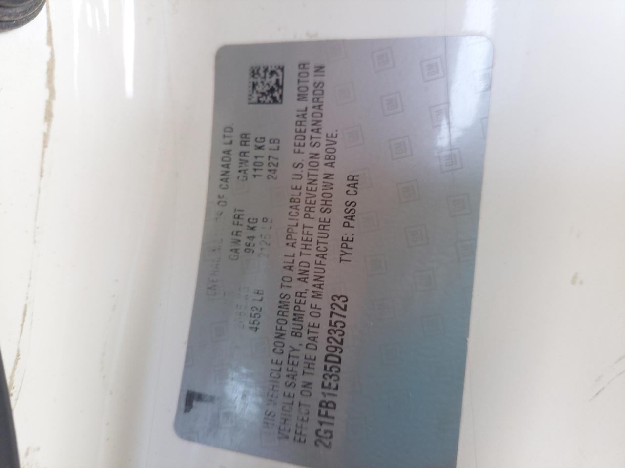2G1FB1E35D9235723 - 2013 Chevrolet CAMARO - #43485195