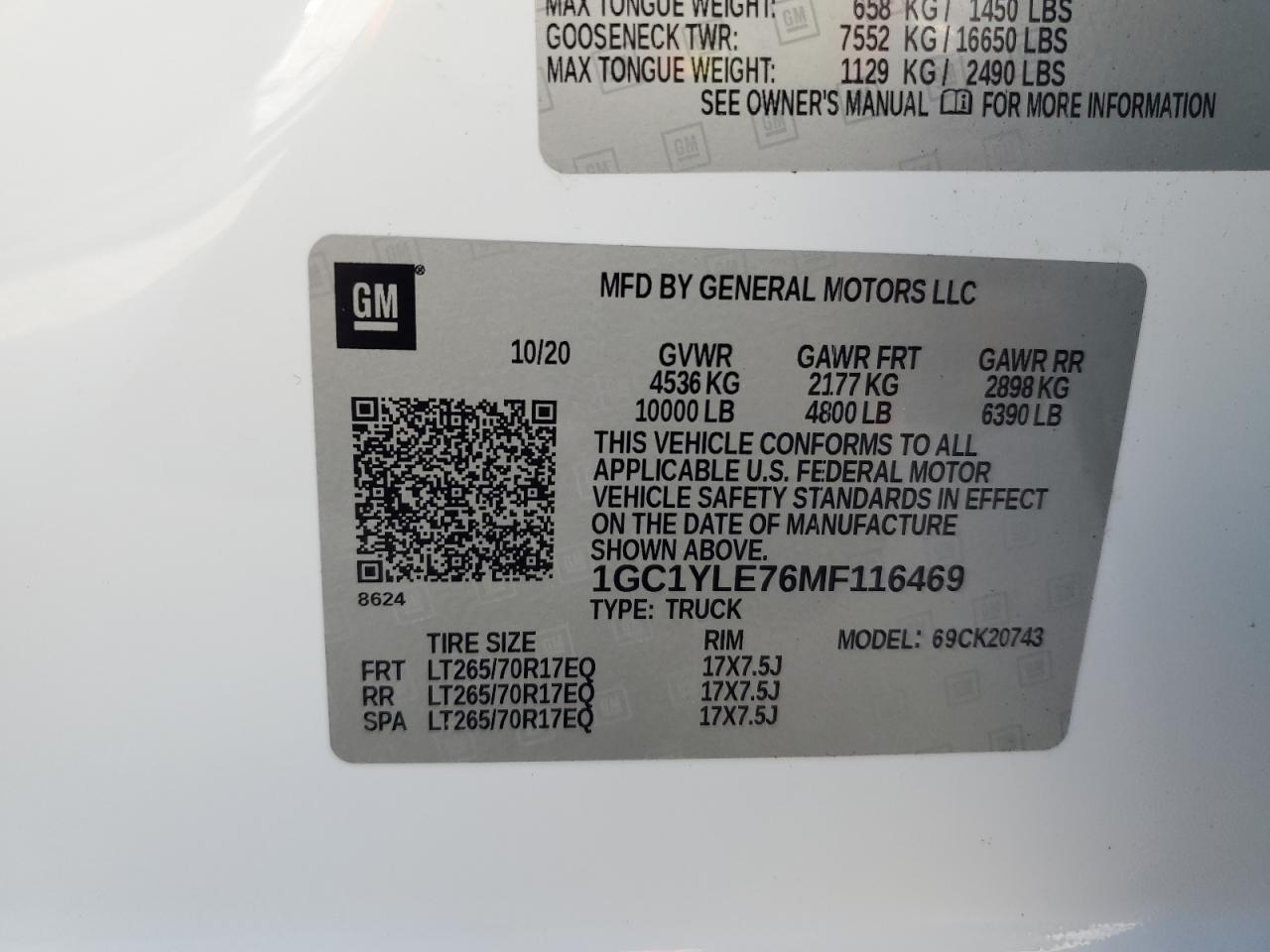 2021 Chevrolet Silverado K2500 Heavy Duty VIN: 1GC1YLE76MF116469 Lot: 44845275