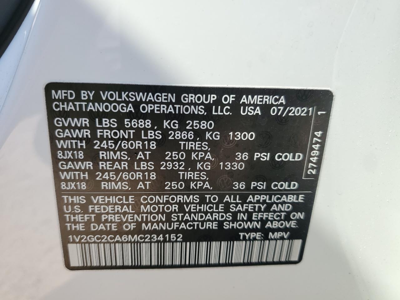 2021 Volkswagen Atlas - Image 16