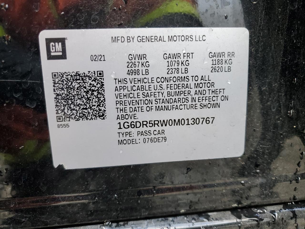 2021 Cadillac Ct5-V VIN: 1G6DR5RW0M0130767 Lot: 45048265
