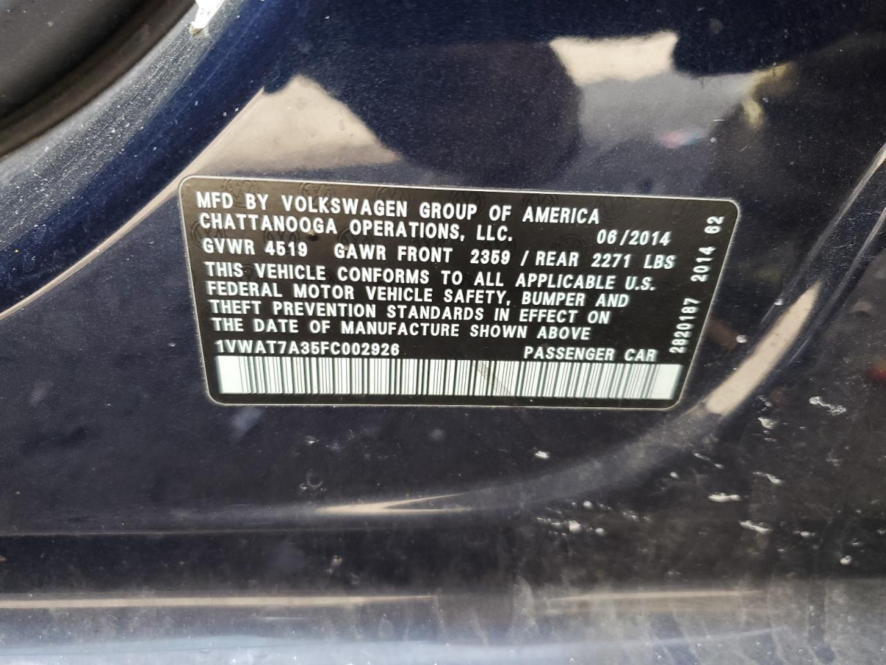 2015 Volkswagen Passat - Image 12