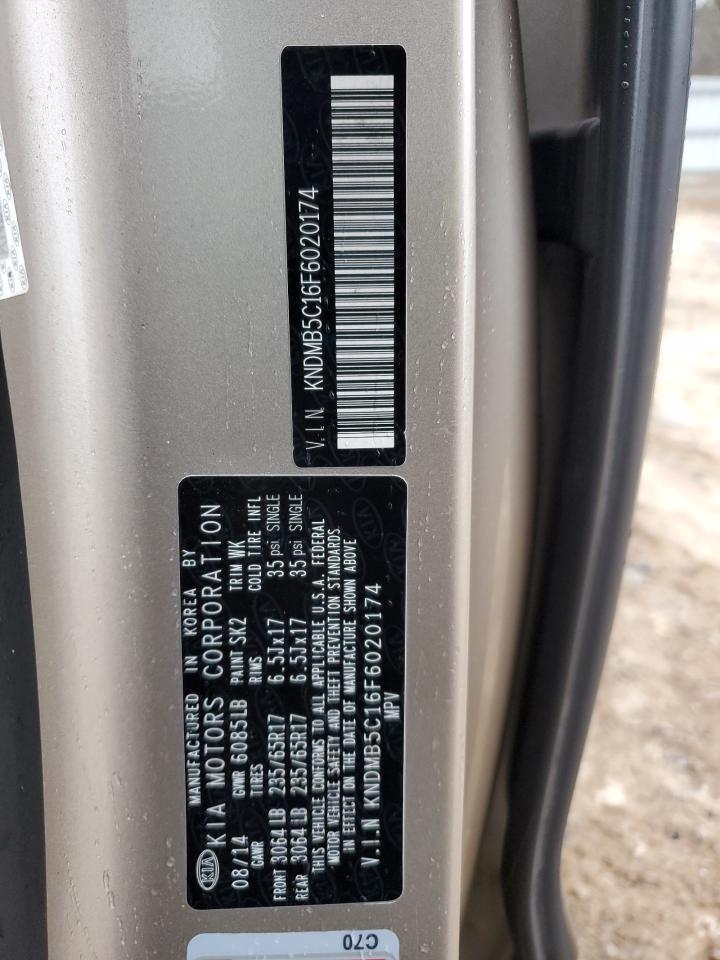 2015 Kia Sedona Lx VIN: KNDMB5C16F6020174 Lot: 45802495