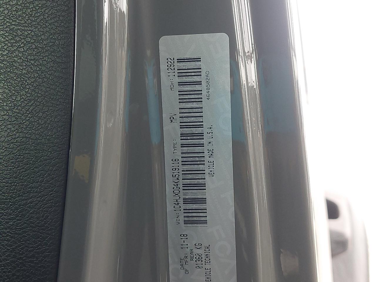 1C4HJXDG4KW519116 - 2019 Jeep WRANGLER - #45819195