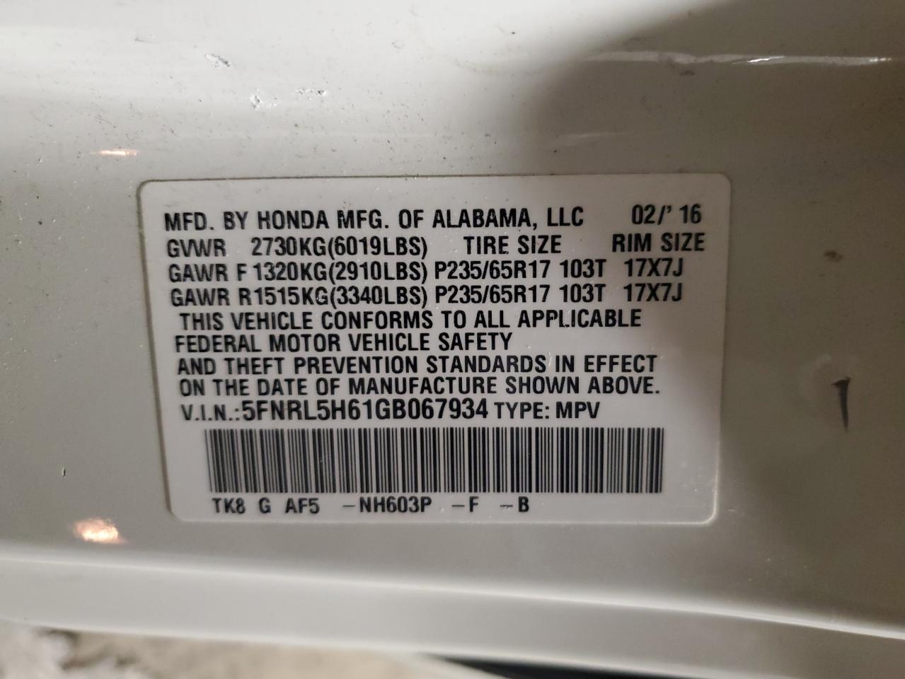 2016 Honda Odyssey - Image 13