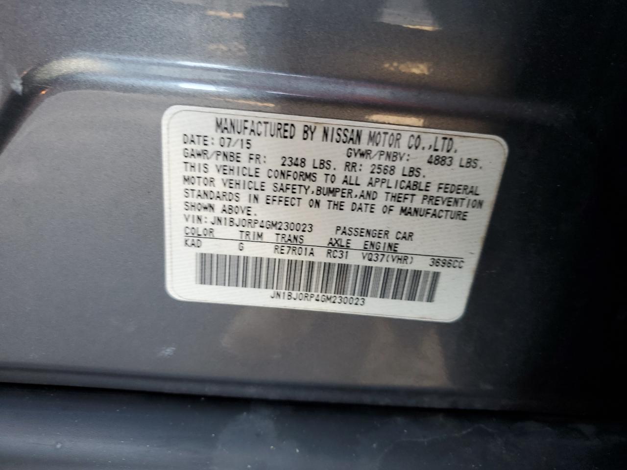 2016 Infiniti Qx50 VIN: JN1BJ0RP4GM230023 Lot: 45039705