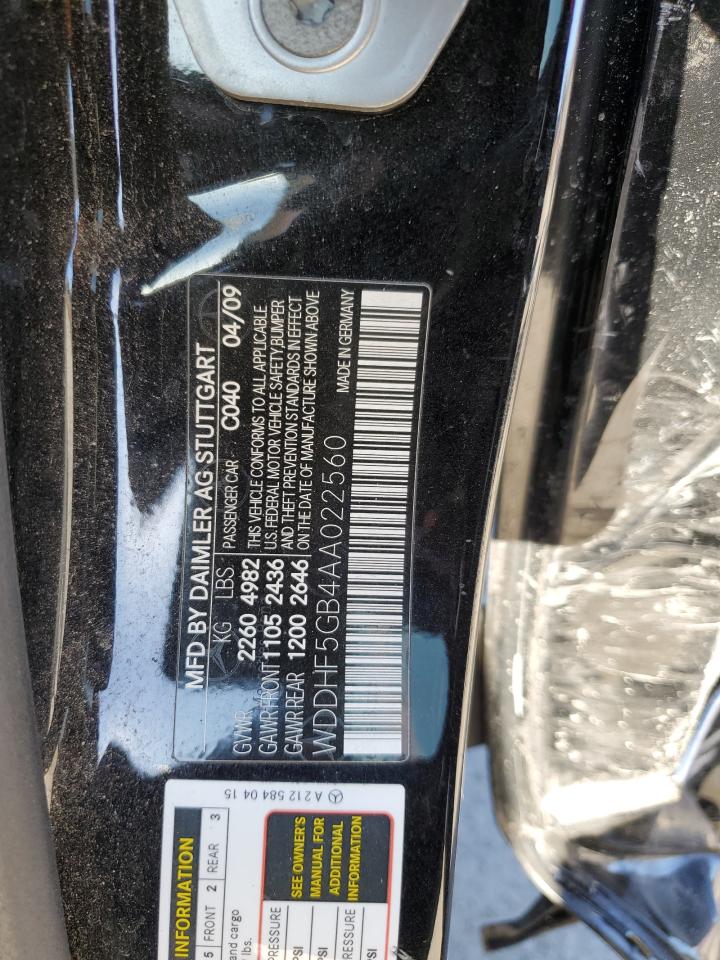 2010 Mercedes-Benz E 350 VIN: WDDHF5GB4AA022560 Lot: 47251805
