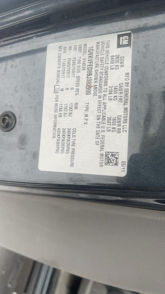 2011 Chevrolet Traverse Ls VIN: 1GNKVFED8BJ382999 Lot: 45744855