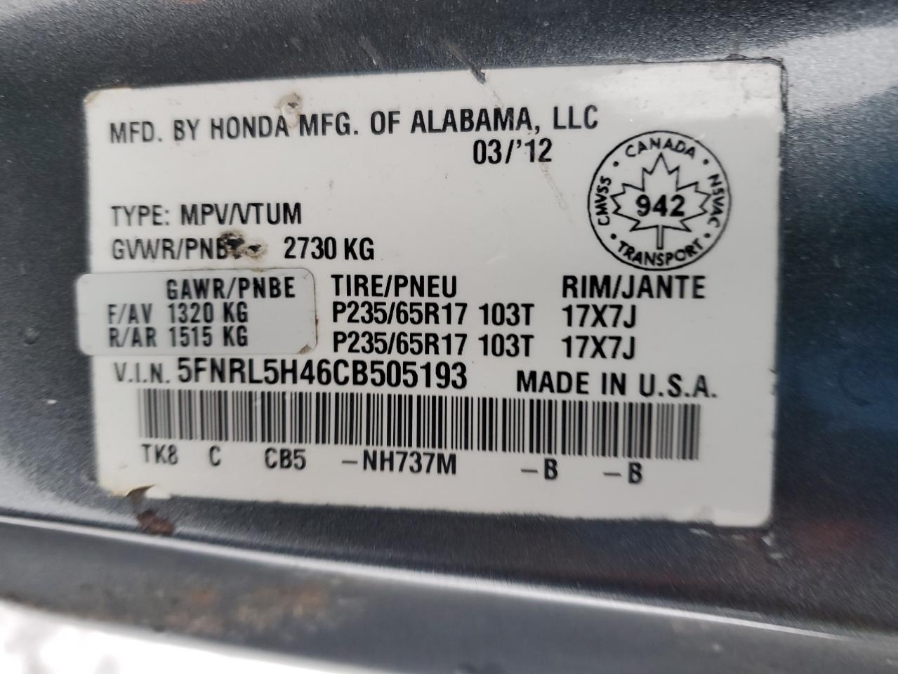 2012 Honda Odyssey - Image 13