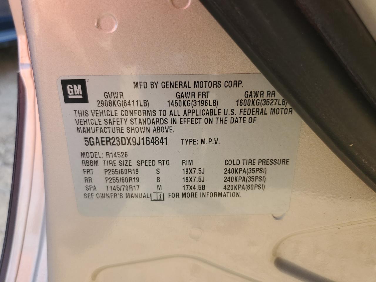 2009 Buick Enclave Cxl VIN: 5GAER23DX9J164841 Lot: 54356065