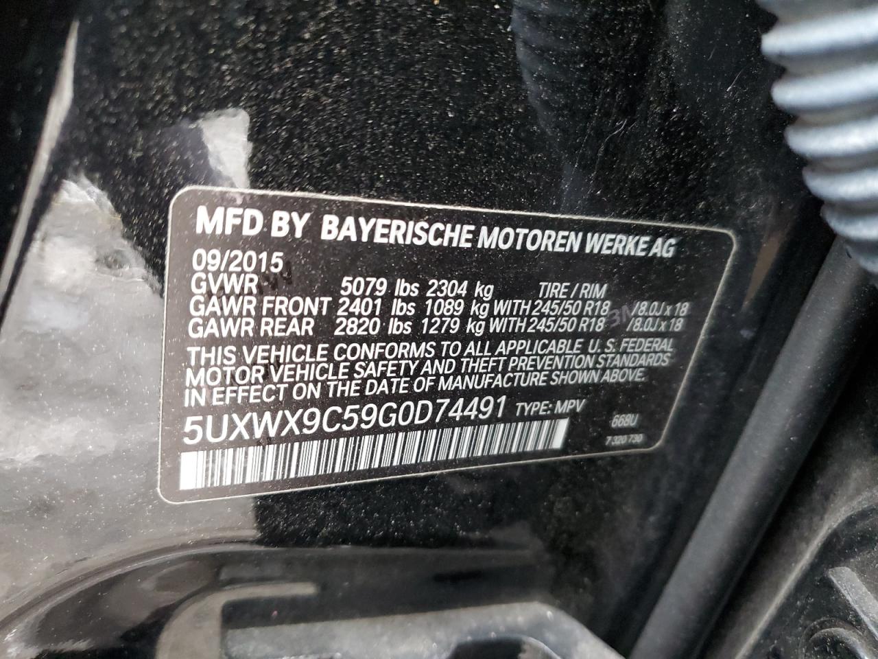 2016 BMW X3 xDrive28I VIN: 5UXWX9C59G0D74491 Lot: 46483425