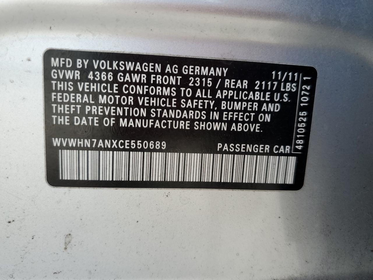 2012 Volkswagen Passat CC - Image 12