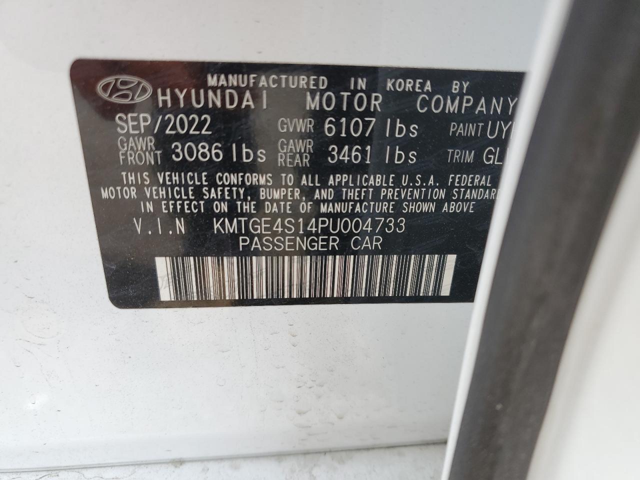 2023 Genesis G80 VIN: KMTGE4S14PU004733 Lot: 89069335