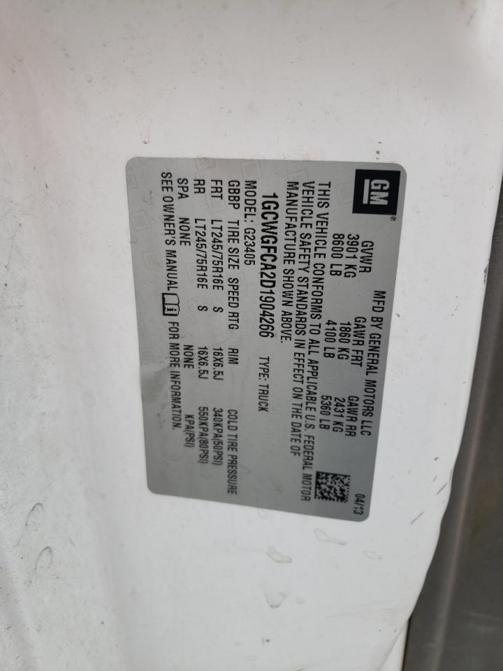 2013 Chevrolet Express G2500 VIN: 1GCWGFCA2D1904266 Lot: 45496365